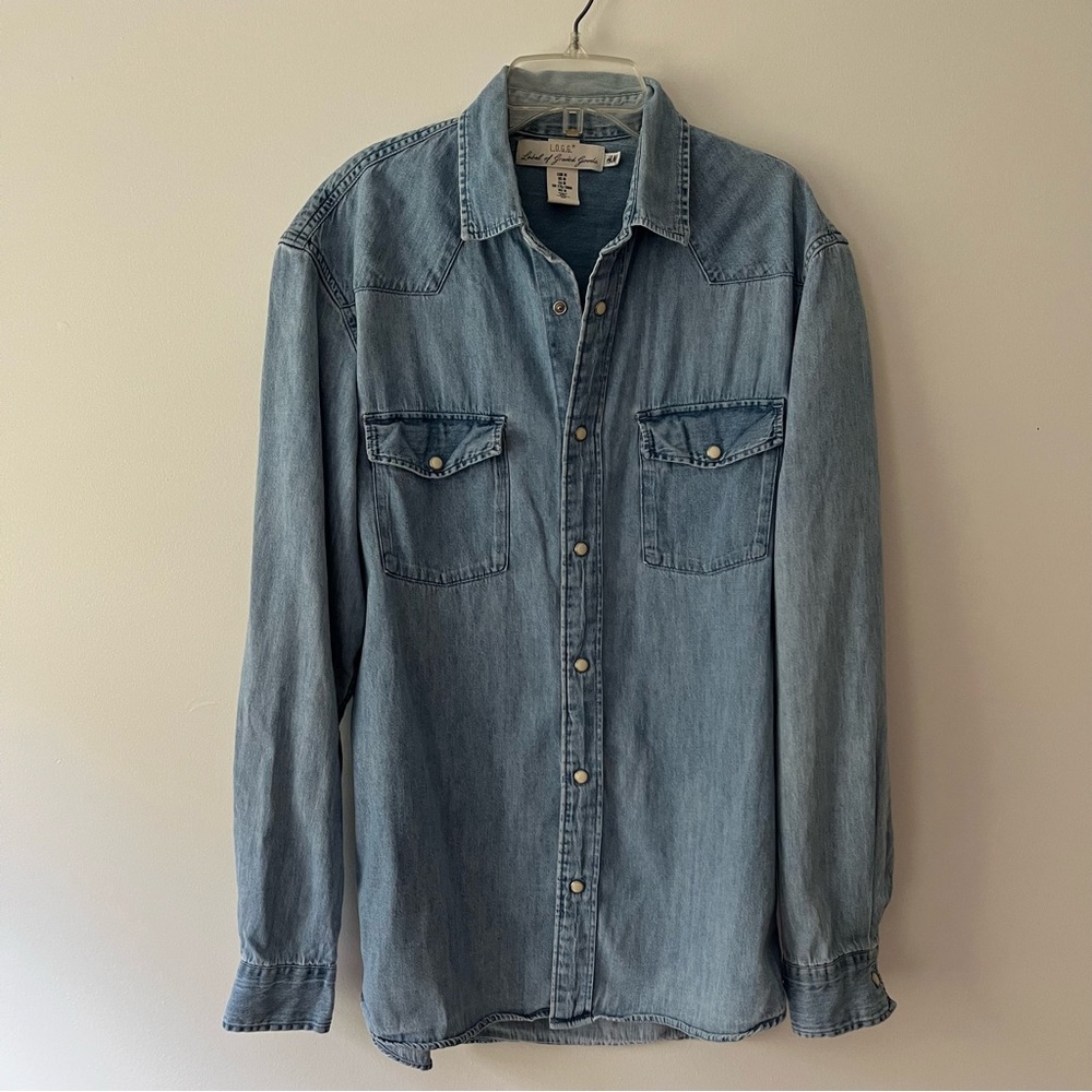 H&M Light Blue Denim Button-Down Shirt